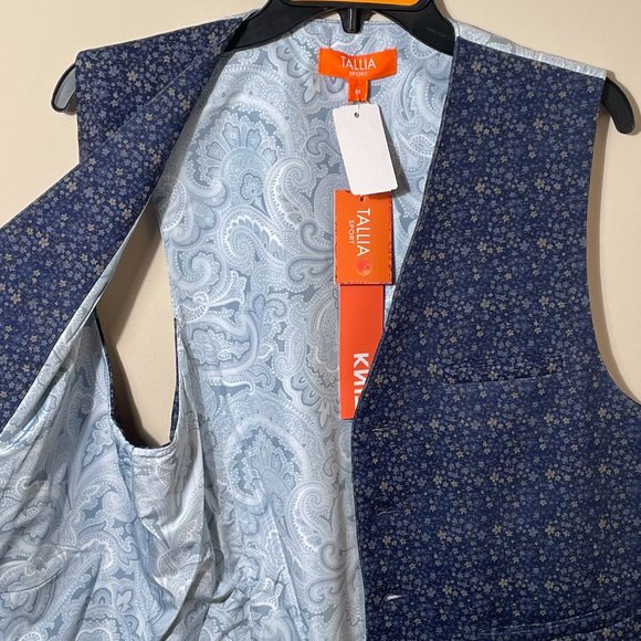 Mens' Vest- Tallia Sport Navy Slim Fit Suit Vest - NWT - Picture 9 of 14